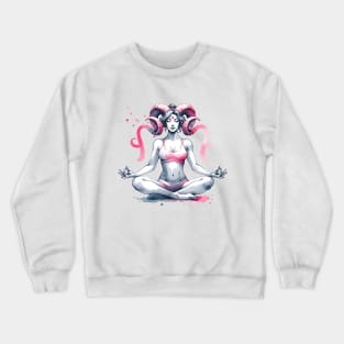 Aries Woman in meditation,Yoga Girl, Yoga Mom Birthday gift, Mothers Day gift Crewneck Sweatshirt